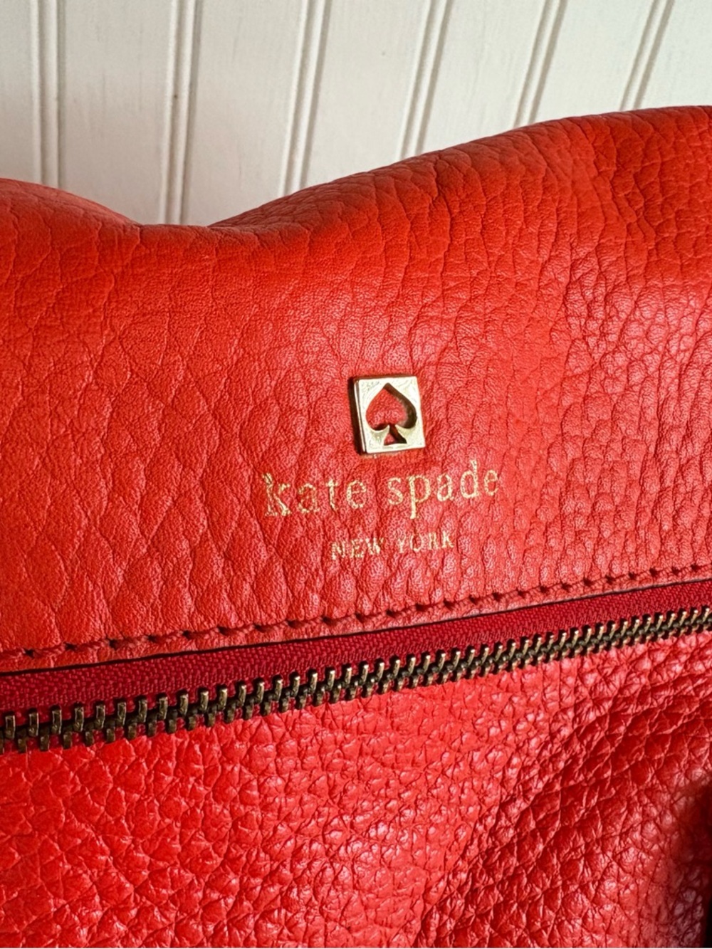 kate spade Orange Pebbled Leather Shoulder Bag with Tassel - Picture 2 of 10